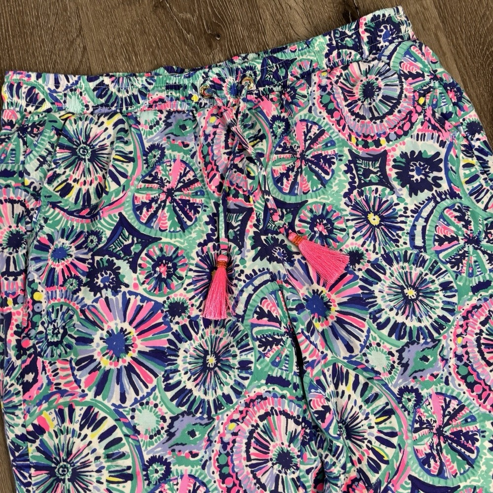 Lilly Pulitzer Piper Jogger Pants M Elastic Waist Tassels Swim Only Print - Picture 3 of 12